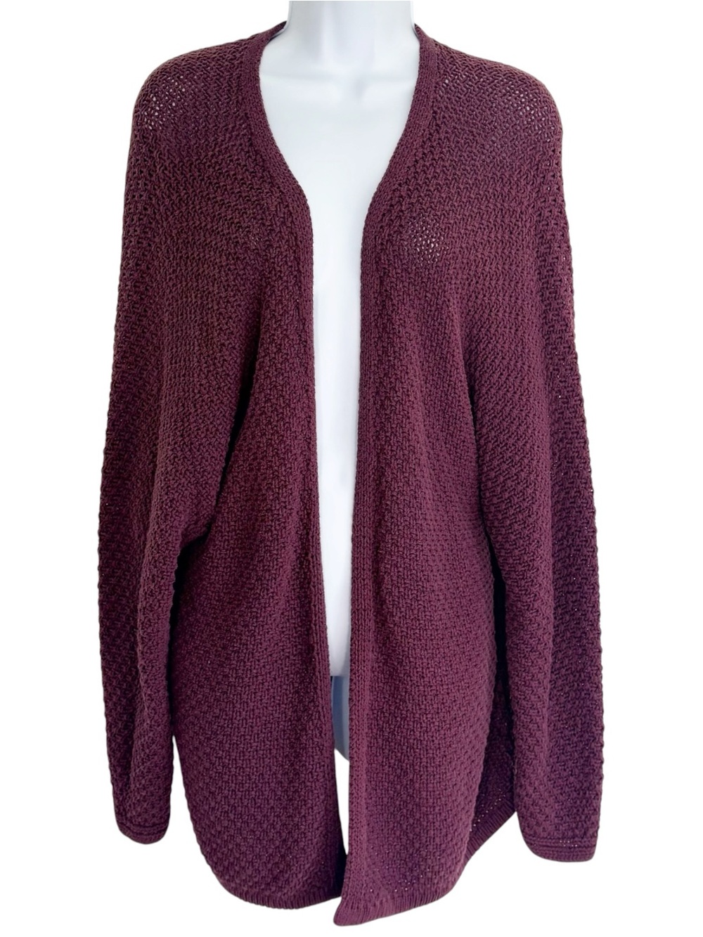 BRANDY MELVILLE Burgundy Chunky Knit Oversized Open Front Cardigan One Size